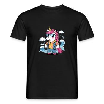 Funny Summer Unicorn - Men's T-Shirt - black - Front - AI Model Male 178 light (178cm)