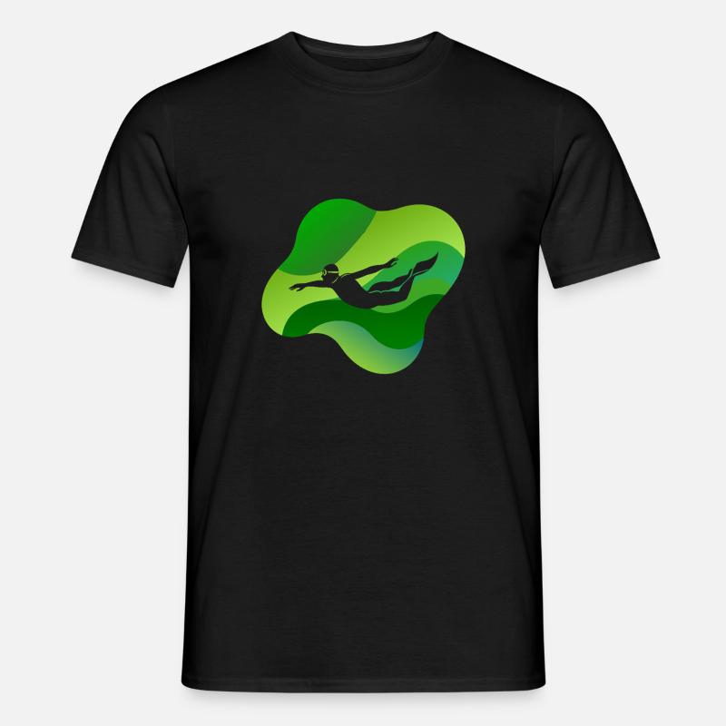 Schwimmer Apnoe - Männer T-Shirt - Schwarz