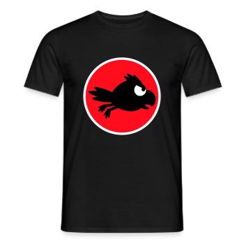 Raven Bird Flies Fast Funny Comic Humor Logo - Men's T-Shirt - black - Front - AI Model Male 178 light (178cm)
