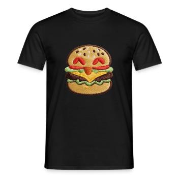 Burger brodé - T-shirt homme - noir - Devant - AI Model Male 178 light (178cm)