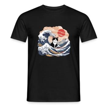Vague Cat - Men's T-Shirt - black - Front - AI Model Male 178 light (178cm)