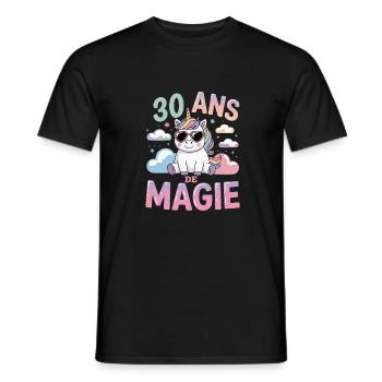 30 ans de magie - T-shirt homme - noir - Devant - AI Model Male 178 light (178cm)