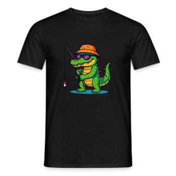 Krokodil Angeln - Männer T-Shirt - Schwarz - Vorne - AI Model Male 178 light (178cm)