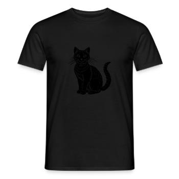 Black cat - Men's T-Shirt - black - Front - AI Model Male 178 light (178cm)