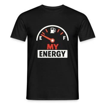Running on Empty Funny Low Energy Mood - Men's T-Shirt - black - Front - AI Model Male 178 light (178cm)