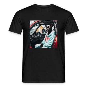 Dog in the car - Men's T-Shirt - black - Front - AI Model Male 178 light (178cm)