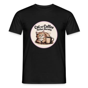 Katze und Kaffee ist alles was ich brauche - Männer T-Shirt - Schwarz - Vorne - AI Model Male 178 light (178cm)