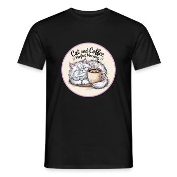 Katze und Kaffee ist alles was ich brauche - Männer T-Shirt - Schwarz - Vorne - AI Model Male 178 light (178cm)