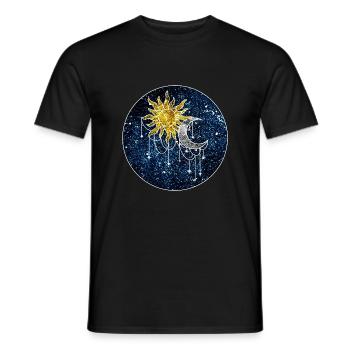 Cosmic Sun and Moon - Men's T-Shirt - black - Front - AI Model Male 178 light (178cm)