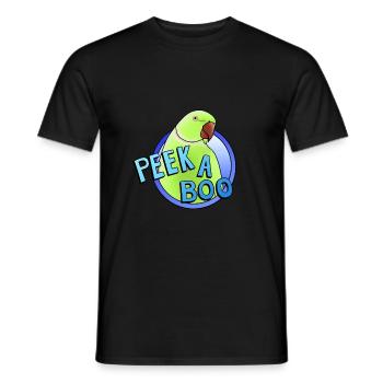 green collared parakeet "Peek-a-boo" - Men's T-Shirt - black - Front - AI Model Male 178 light (178cm)