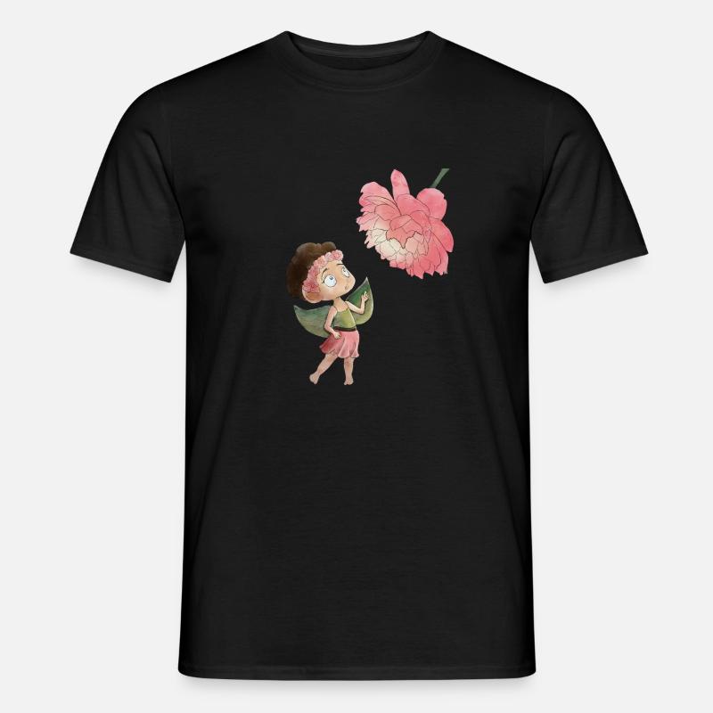 Zauberhafte Fee mit Pfingstrose - Männer T-Shirt - Schwarz