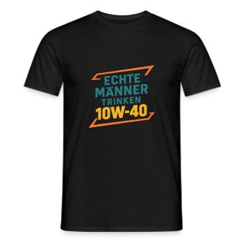 Echte Manner trinken 10W-40 - Männer T-Shirt - Schwarz - Vorne - AI Model Male 178 light (178cm)