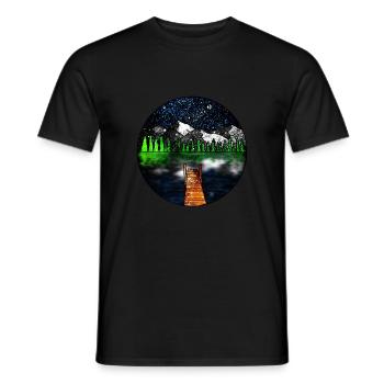 Cosmic Lake Scene - Men's T-Shirt - black - Front - AI Model Male 178 light (178cm)