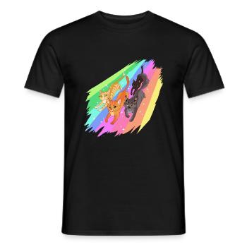 Feuerstern Firestar Cats Rainbow Warrior Cats - Men's T-Shirt - black - Front - AI Model Male 178 light (178cm)