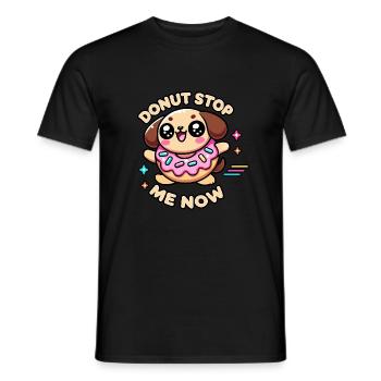 Kawaii Chibi Donut Stop Me Now - Lustiges Essenswortspiel - Männer T-Shirt - Schwarz - Vorne - AI Model Male 178 light (178cm)