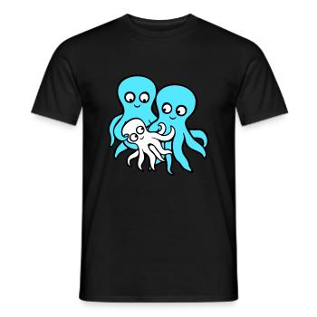 Pieuvre Maman Papa Enfant Bébé Mère Père Famille - T-shirt homme - noir - Devant - AI Model Male 178 light (178cm)
