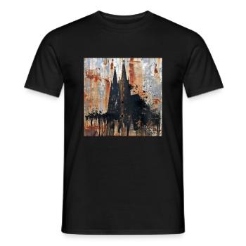 Graffiti Cologne Cathédrale Silhouette Rouille Métal Urbain - T-shirt homme - noir - Devant - AI Model Male 178 light (178cm)