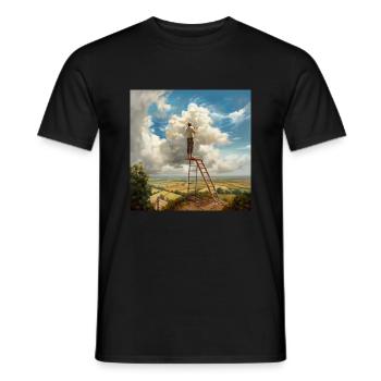 Cloud Painter Clouds Ladder Landscape Surreal - Men's T-Shirt - black - Front - AI Model Male 178 light (178cm)