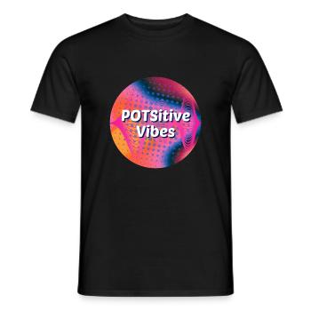 POTSitive Vibes bunter Hintergrund Wellen - Männer T-Shirt - Schwarz - Vorne - AI Model Male 178 light (178cm)