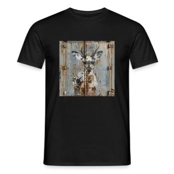 Graffiti Deer Rust Metal Urban Container Door - Men's T-Shirt - black - Front - AI Model Male 178 light (178cm)