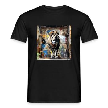 graffiti lion rust metal urban street art - Men's T-Shirt - black - Front - AI Model Male 178 light (178cm)