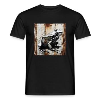 graffiti, frog, rust, metal, urban, street art, urban - Men's T-Shirt - black - Front - AI Model Male 178 light (178cm)