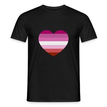 Herz in den Farben der Lesbenflagge - Männer T-Shirt - Schwarz - Vorne - AI Model Male 178 light (178cm)