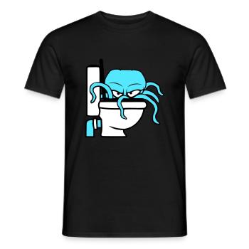 Octopus in Toilet Toilet Toilet Toilet Bowl Toilet Flush - Men's T-Shirt - black - Front - AI Model Male 178 light (178cm)