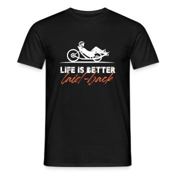 Life Is Better Laid-Back Recumbent Cycling Trike - Men's T-Shirt - black - Front - AI Model Male 178 light (178cm)