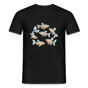 Pastel fish in a shoal - Men's T-Shirt - black - Front - AI Model Male 178 light (178cm)