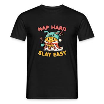 Süßer Kawaii Waffelkrieger – Nickerchen hart, leicht töten - Männer T-Shirt - Schwarz - Vorne - AI Model Male 178 light (178cm)