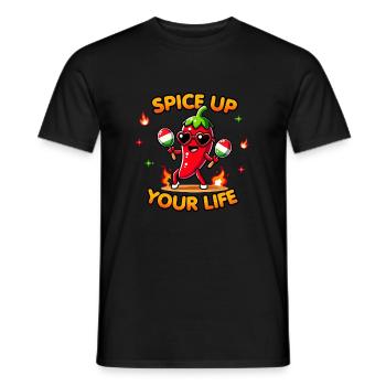 Spice Up Your Life – Kawaii Chili Mascot Funny Pun - Men's T-Shirt - black - Front - AI Model Male 178 light (178cm)