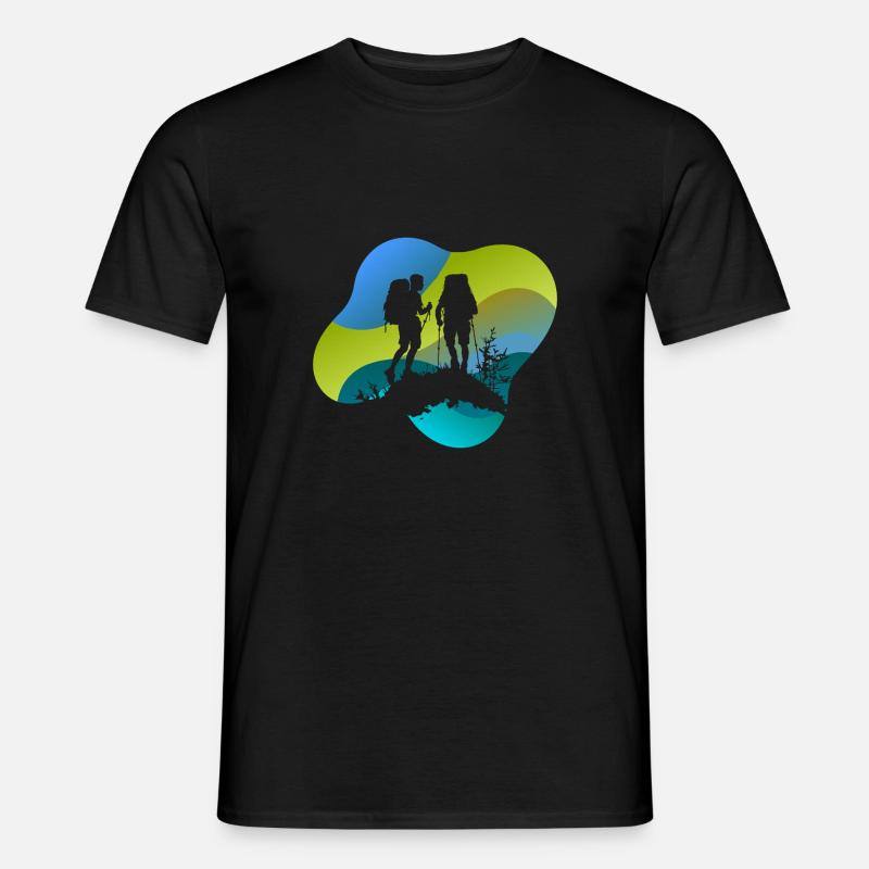 Wanderer Hiking Bergsteiger - Männer T-Shirt - Schwarz