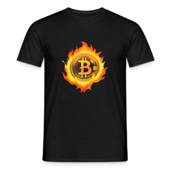 Bitcoin on Fire Crypto Coin Memecoin - Men's T-Shirt - black - Front - AI Model Male 178 light (178cm)