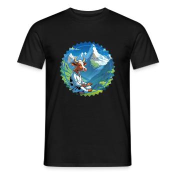 Silent Cow Deep Thoughts - T-shirt homme - noir - Devant - AI Model Male 178 light (178cm)