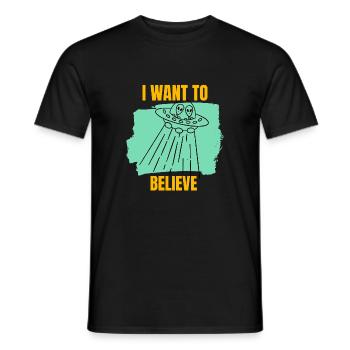 Alien - UFO - I want to believe - Men's T-Shirt - black - Front - AI Model Male 178 light (178cm)