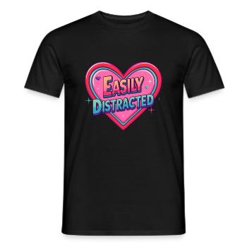 Easily Distracted – Retro Herz Design - Männer T-Shirt - Schwarz - Vorne - AI Model Male 178 light (178cm)