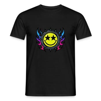 Neon Rave – Star Eyes - Men's T-Shirt - black - Front - AI Model Male 178 light (178cm)