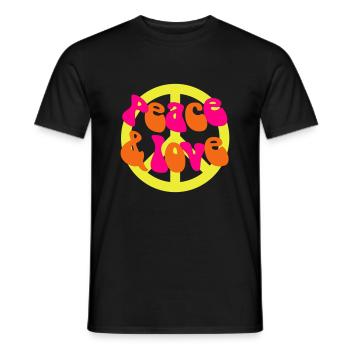Peace and Love - Männer T-Shirt - Schwarz - Vorne - AI Model Male 178 light (178cm)