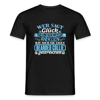 BEARDED-COLLIE - Glück zum anfassen - Männer T-Shirt - Schwarz - Vorne - AI Model Male 178 light (178cm)