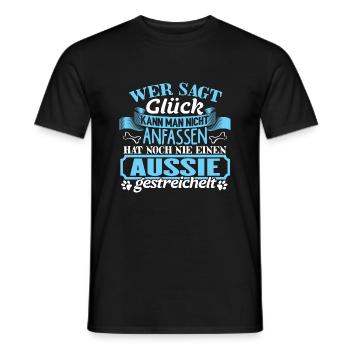AUSSIE - Glück zum anfassen - Männer T-Shirt - Schwarz - Vorne - AI Model Male 178 light (178cm)