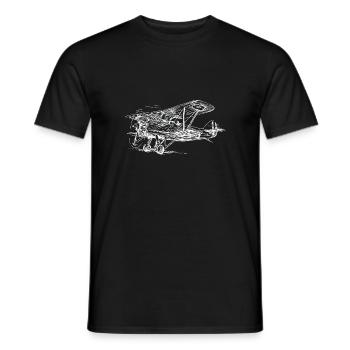 Avion avion biplan - T-shirt homme - noir - Devant - AI Model Male 178 light (178cm)