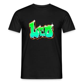 Leo Graffiti Green - Men's T-Shirt - black - Front - AI Model Male 178 light (178cm)