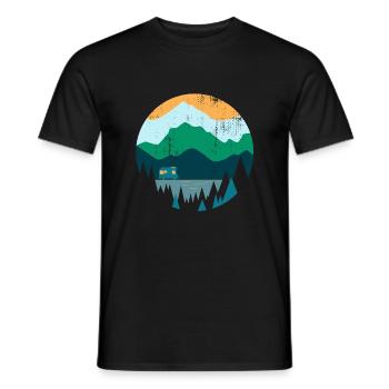 Reisefieber Camper Berge Natur Souvenir Geschenk - Männer T-Shirt - Schwarz - Vorne - AI Model Male 178 light (178cm)