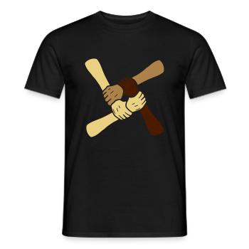couleur de peau différente paix sans racisme à la main - T-shirt homme - noir - Devant - AI Model Male 178 light (178cm)