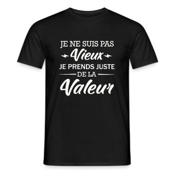 Je ne suis pas Vieux je prends de la Valeur - T-shirt homme - noir - Devant - AI Model Male 178 light (178cm)