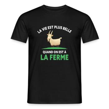 Le Vie Est Belle Quand On Est à La Ferme Chèvres - T-shirt homme - noir - Devant - AI Model Male 178 light (178cm)