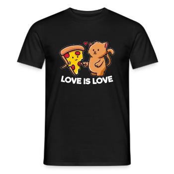 Love Is Love Love Pizza Cat - Men's T-Shirt - black - Front - AI Model Male 178 light (178cm)