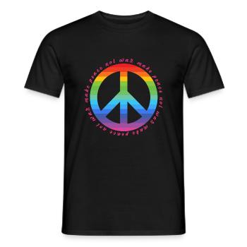Make Peace not War - Peace Zeichen - Frieden LGBTQ - Männer T-Shirt - Schwarz - Vorne - AI Model Male 178 light (178cm)