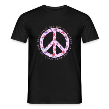 Faites de la paix et non de la guerre - Signe de paix - Paix - T-shirt homme - noir - Devant - AI Model Male 178 light (178cm)